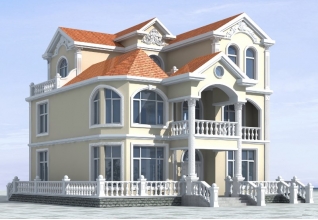 欧式风格三层别墅建筑设计图，复式楼中楼结构