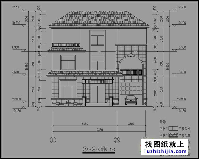 新农村三层房屋cad建筑设计图纸