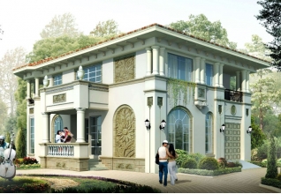 130平方米纯欧式罗马风格二层别墅设计施工图纸10X13米