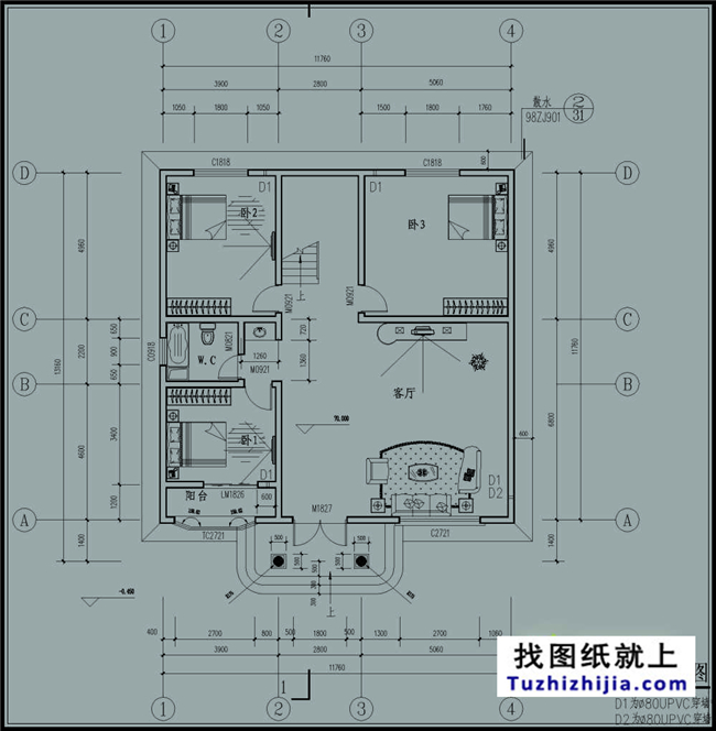 140平方米清新別緻新農村兩層房屋設計圖紙大全12x13米