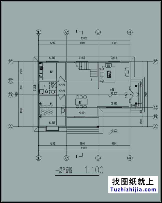 120平方米农村二层别墅施工建筑设计图,14x10米