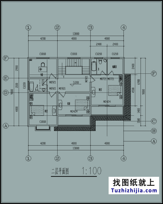 120平方米农村二层别墅施工建筑设计图,14x10米