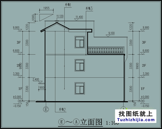 180平方米新农村双拼户型别墅房屋设计图纸带外观图,17X11米