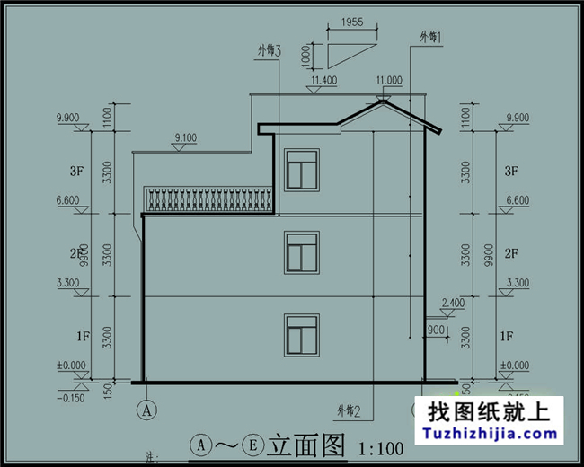 180平方米新农村双拼户型别墅房屋设计图纸带外观图,17X11米