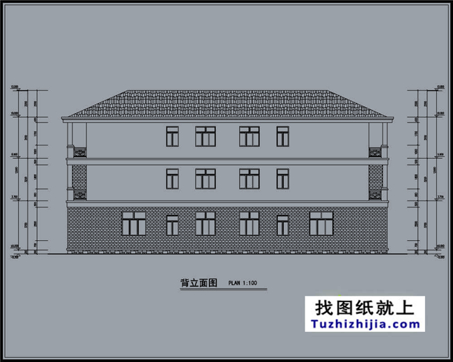 290平方米福建新农村三层双拼建筑设计图纸带外观图,23.8米x12.2米