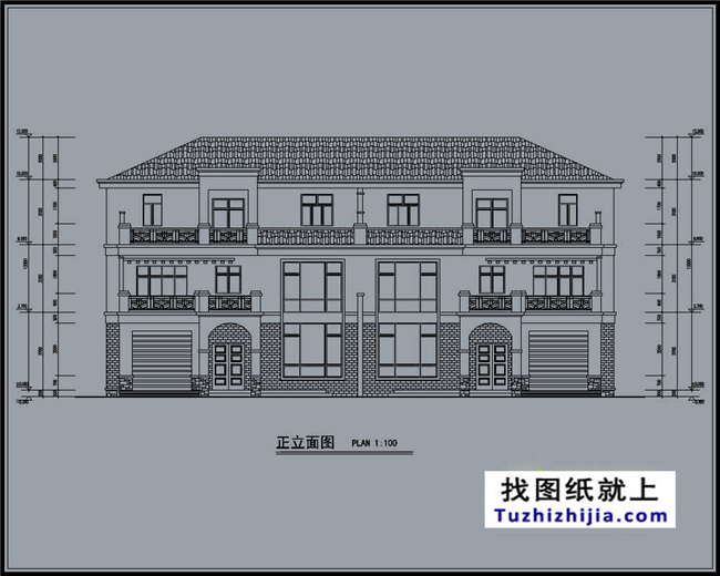 290平方米福建新农村三层双拼建筑设计图纸带外观图,23.8米x12.2米