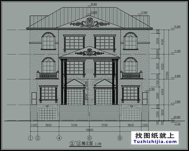 325平方米农村四层双拼别墅设计图纸及效果图,20X17米