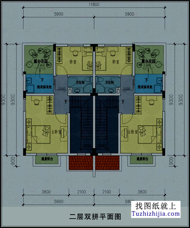 100平方米廣東地區新農村建設二層雙拼房屋設計圖紙12x9米