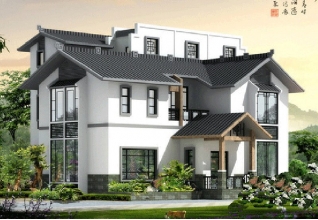 160平方米新农村二层半房屋施工设计图纸及外观图14X14米