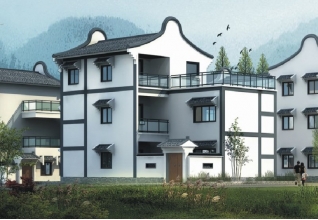 120平方米徽派风格三层别墅CAD设计图纸带效果图13X9米