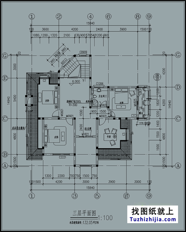 200平方米三層豪華歐式別墅房屋設計cad圖紙16x15米