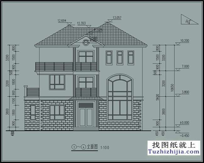 165平方米三層農村別墅房屋全套設計圖紙15x13米