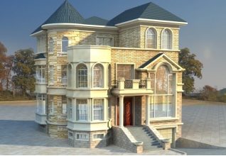 造价40多万的欧式复式型三层别墅设计图纸及效果图