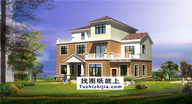 广东省新农村自建三层房屋别墅设计图纸及效果图