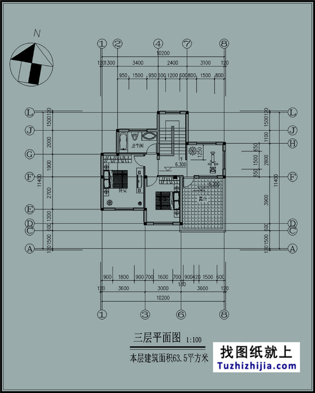 100平米小户型别墅房屋设计施工建筑CAD图纸及效果图