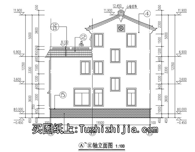 徽派120平新农村住宅设计方案,带外观效果图