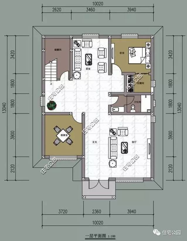 10X13米农村别墅，一层有2厅，空间有多大？