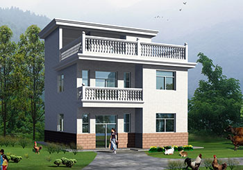 预算10万的简单二层半别墅房屋设计图，外观简单，造价低