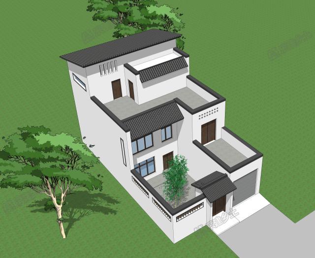 新中式三层住宅设计，户型合理，造型简单朴素！