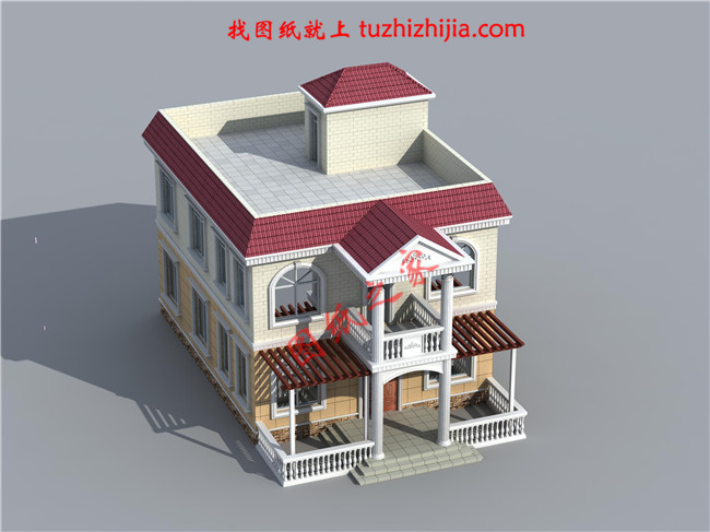 120平米简单实用型农村小别墅设计图，二层屋顶为全露台，小开间，长进深