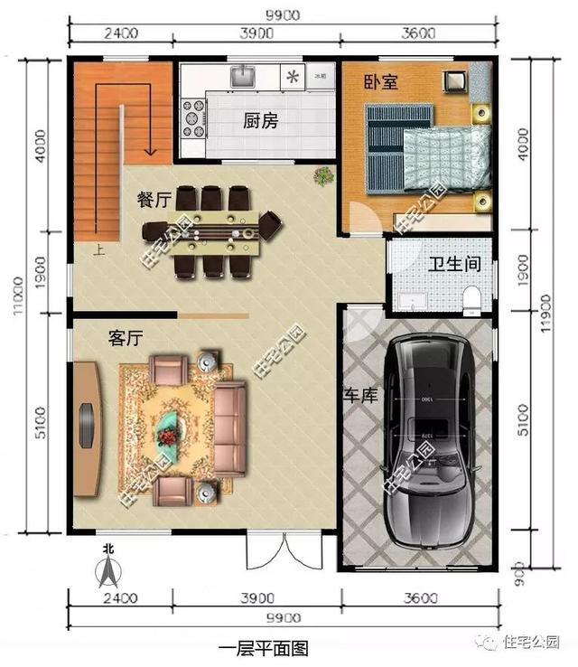 3款带车库的两层半小别墅设计图，造价30万左右