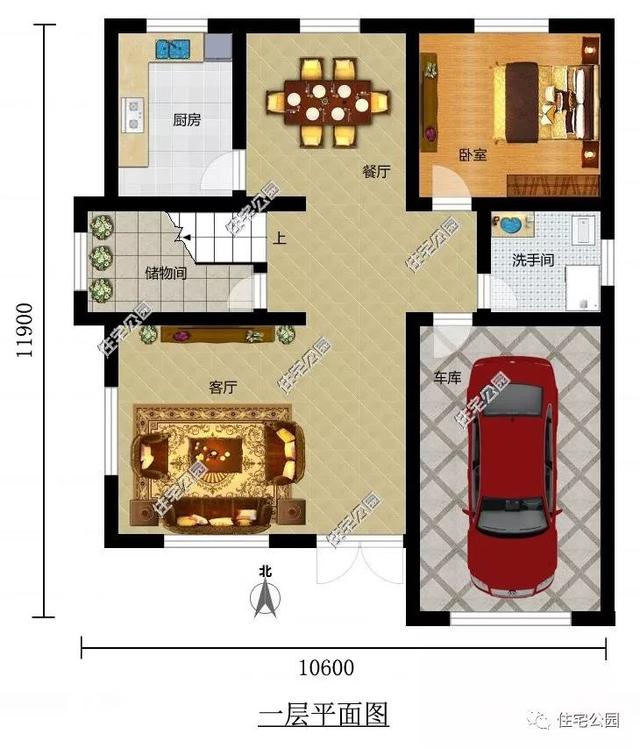 3款带车库的两层半小别墅设计图，造价30万左右