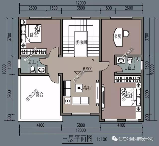 农村14X14米楼房设计图，3种方案供您选择