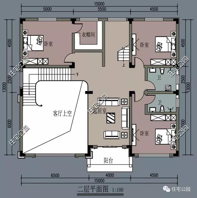15X13米3层欧式挑空客厅别墅设计方案，颜值高