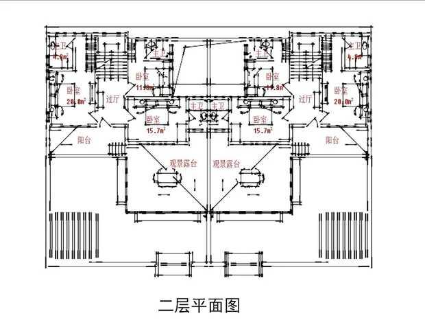 中式兄弟俩双拼别墅设计方案图，经典中的经典