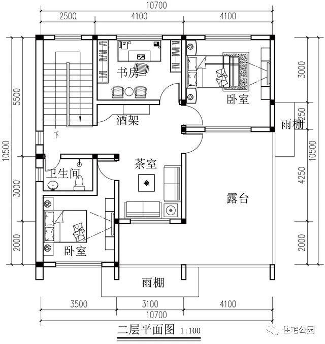 11X11米农村现代二层楼房设计图，布局真实用