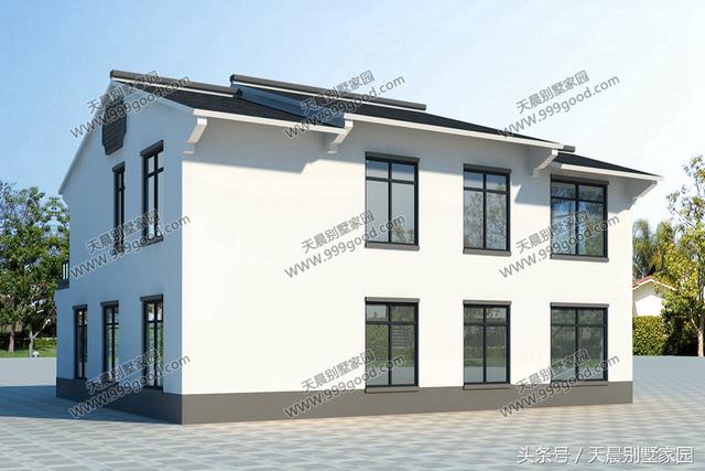 13X10.5米徽派二层别墅设计方案，中式风格