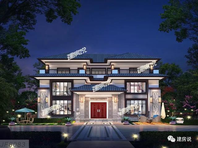 2款富豪专属新中式别墅设计方案图，家大业大的自建有面子
