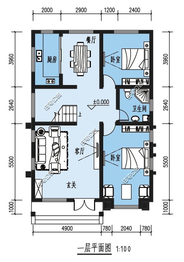 3套二层自建房户型，全图含预算