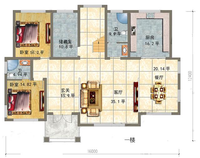 新农村自建三层别墅带地下室复式客厅住宅设计图纸全套
