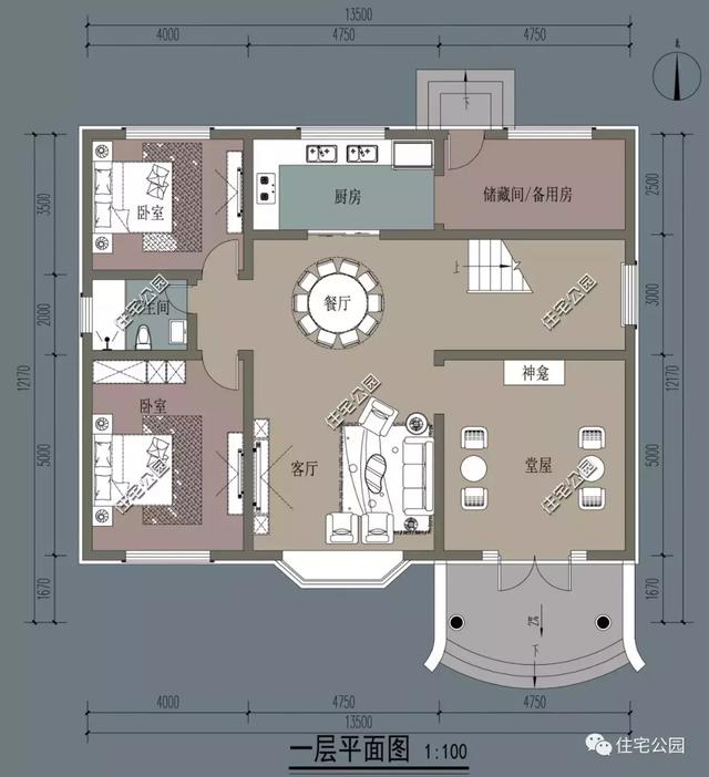 13X12米三层楼房别墅方案图，新中式风格