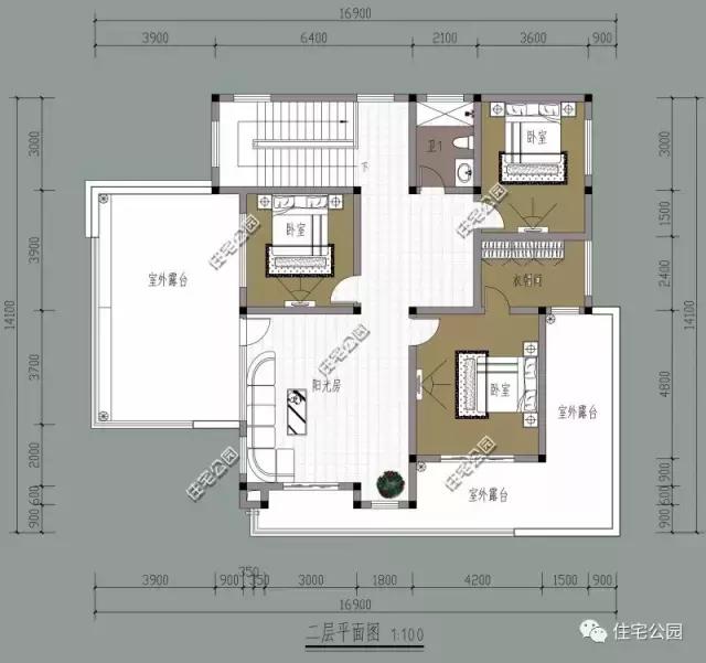 16X12米农村别墅，造型简洁，室内划分清晰，私密独立！