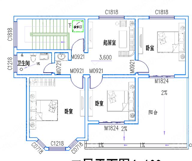 12.3米*9.4米小户型带堂屋二层别墅施工图，外观精美