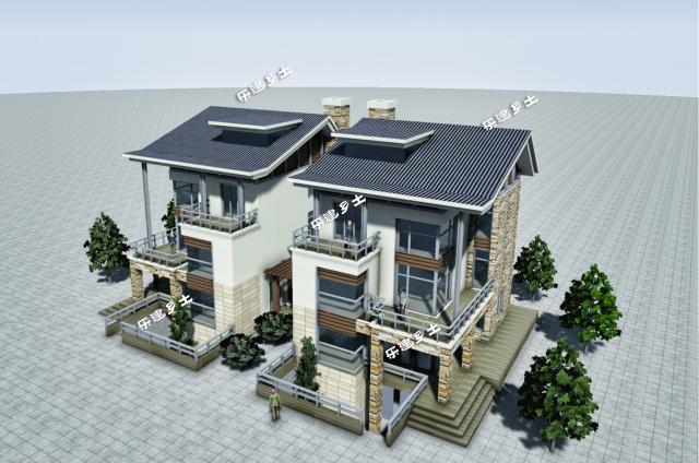 三层简约现代风格双拼别墅设计案例分享！