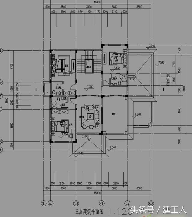 15.9米X13.5米四层高档别墅设计方案