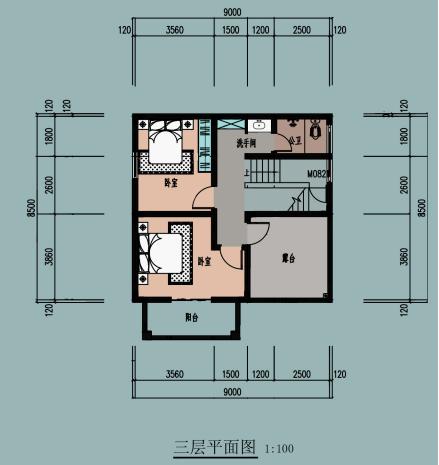 9X8米普通农村三层楼房设计图，平屋顶还带露台