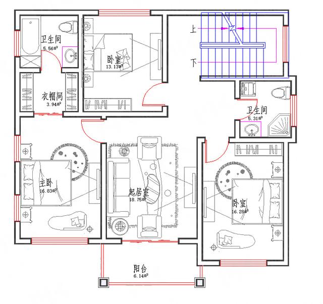 2018受欢迎25万3厅5室11×11三层带镜像图别墅图纸（附建成图）