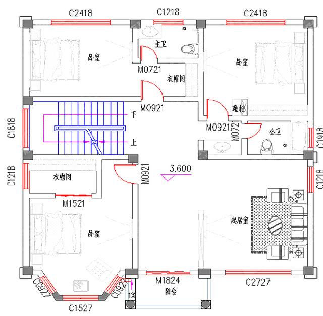 12×13米带卧室套间的三层自建房全套施工图，好评率高