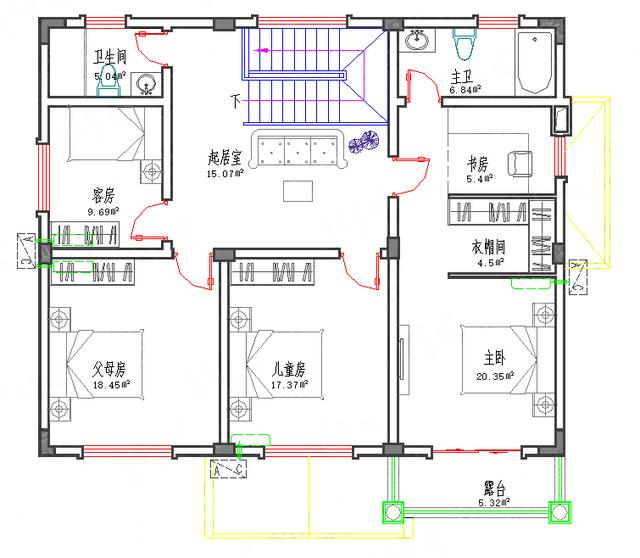 25万12×10二层小别墅2厅5室3卫带车库主卧豪华配套全套施工图