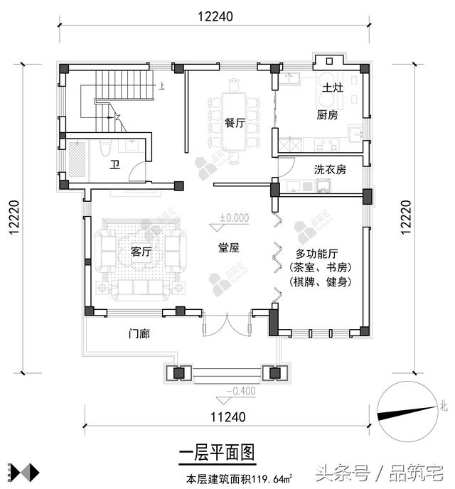 11X12三层莱特风格小别墅设计图，户型方正紧凑