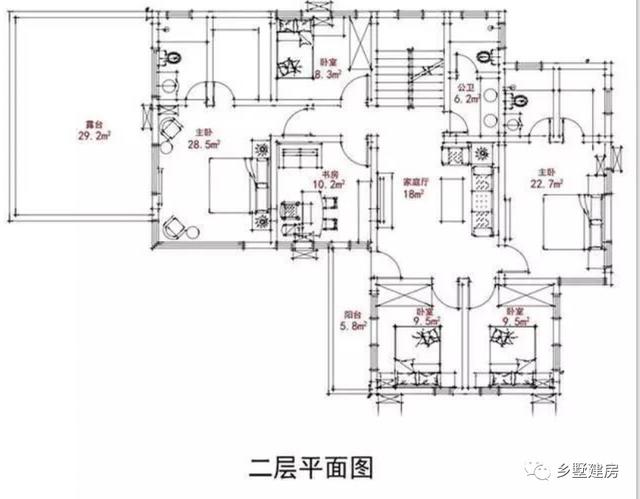 新中式两层半自建房设计图，老人房+微景观天台+庭院