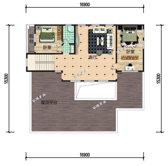17x15米二层带下沉式庭院新中式别墅全套图纸分享！