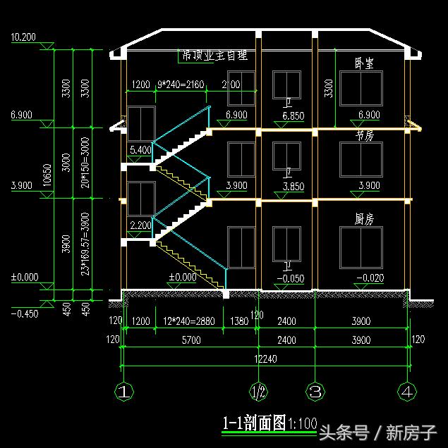 12.44×9.54三层别墅施工图、效果图