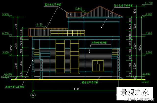 三层别墅设计施工图纸（含外观效果图）带车库露台