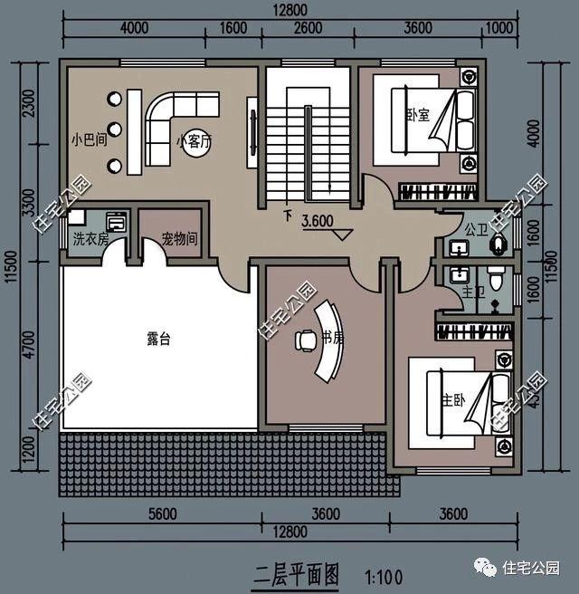 11×12米农村别墅，吧间露台书房宠物间，80、90后中意的室内设计