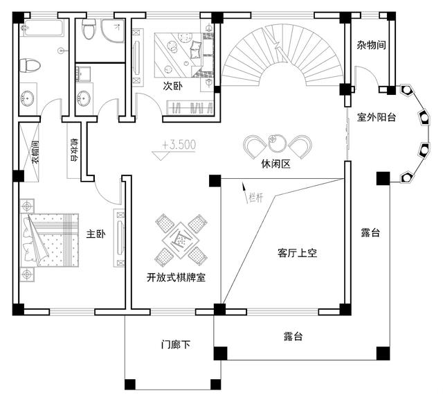 易盖房图纸：12X11米农村别墅，挑空客厅+旋转楼梯，户型棒